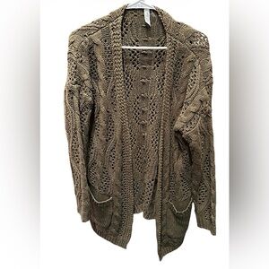 Love Women's Olive Knit Cardigan with pockets SMALL